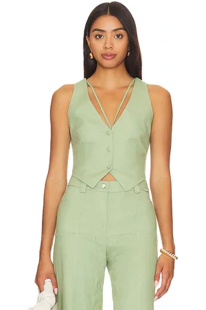 Camila Coelho Matilde Vest in - Sage. Size M (also in S, XL, XS).