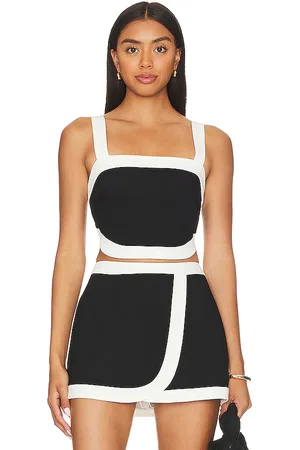 Amanda Uprichard Porsha Top in - Black,White. Size L (also in M, S, XL).