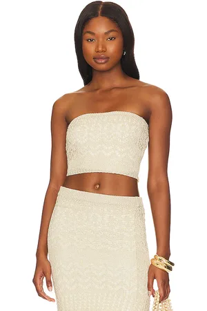 SNDYS X REVOLVE Strapless Crochet Top in - Beige. Size XL (also in XXL).