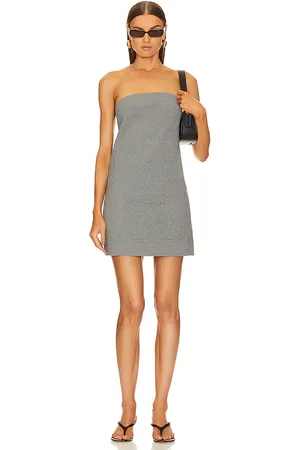 Norma Kamali Strapless Tailored Terry Mini Dress in - Grey. Size L (also in M, XL, XS).