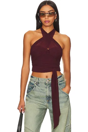 MAJORELLE Charlize Halter Top in - Wine. Size M (also in S, XS).
