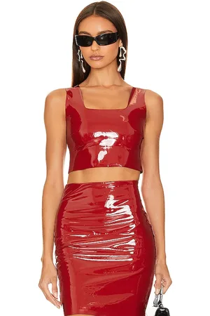 Commando Faux Patent Leather Crop Top in - Red. Size M (also in S).