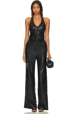 Amanda Uprichard X Revolve Isadore Faux Leather Jumpsuit in - . Size L (also in M, S).