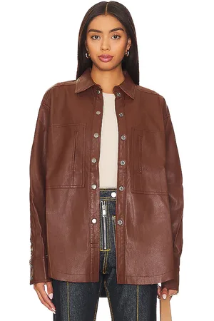 Free People Easy Rider Faux Leather Shacket in - Cognac. Size M (also in XL).