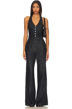 Amanda Uprichard X Revolve Isadore Denim Jumpsuit in - Denim-Dark. Size M (also in S).