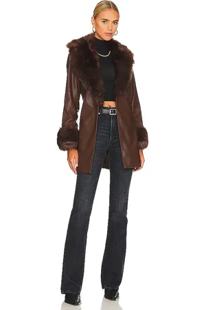 Show Me Your Mumu Penny Lane Faux Leather Jacket in - Brown. Size L (also in M, S, XL, XS).