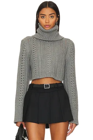 Camila Coelho Daria Cable Sweater in - Grey. Size M (also in L, S, XL).