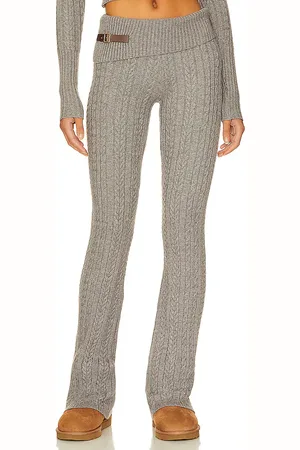 Frankies Bikinis Fleur Cable Knit Pant in - Grey. Size L (also in M, XL, XS).