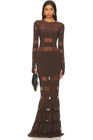 Norma Kamali Spliced Dress Fishtail Gown in - Chocolate. Size L (also in M, XL).