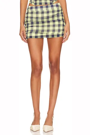 Lioness 97 Check Mini Skirt in - Lemon. Size L (also in XL, XXL).