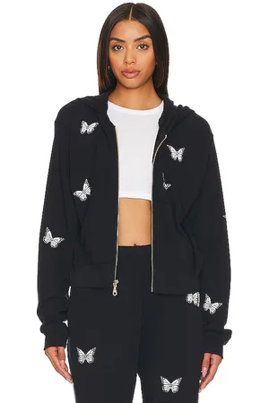 LAUREN MOSHI Lachelle Crop Zip Up Hoodie in - Navy. Size M (also in XL, XS).
