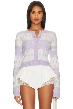 MAJORELLE Marnie Fair Isle Cardigan in - Lavender. Size M (also in S).