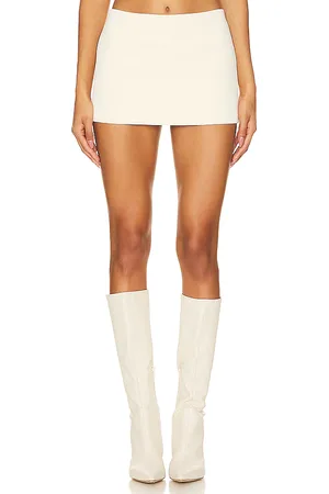 LOBA Anabella Faux Leather Micro Skirt in - White. Size L (also in S).