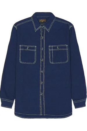 Beams Work Chambray Shirt in - Denim-Dark. Size M (also in S).