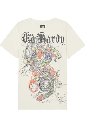 Ed Hardy DOUBLE PANTHER - Print T-shirt - white 