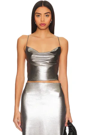 ROTATE Metallic Crop Top in - Metallic . Size 34 (also in 36, 38, 40, 42).