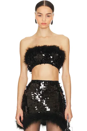 OW Virgo Sequin Feather Top in - Black. Size S (also in XS).