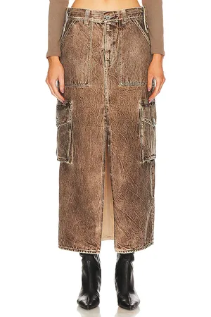 GRLFRND Raquel Cargo Skirt in - Brown. Size 24 (also in 25).