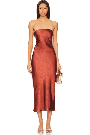 MORE TO COME Emma Strapless Maxi Dress in - Burnt Orange. Size L (also in M, S, XL, XS).