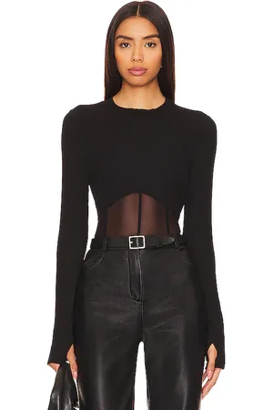 Michael Lauren Danton Rib Mesh Corset Top in - . Size L (also in M, S, XL/1X, XS, XXL/2X).