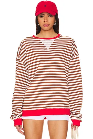 Free People X We The Free Classic Striped Crew in - Brown. Size L (also in M, S, XS).