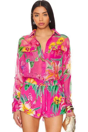 ROCOCO SAND Megan Button Up Shirt in - Pink. Size M (also in S, XS, XXS).