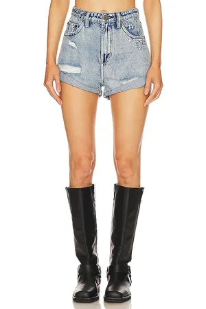 ONE TEASPOON Icon Bandits High Waist Denim Shorts in - Denim-Light. Size 28 (also in 30, 33, 34).