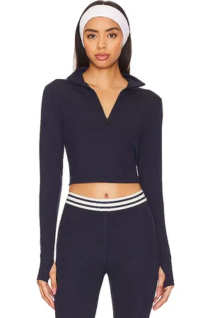 Splits59 Stevie Active Rib Half Zip Top in - Navy. Size XL (also in XS).