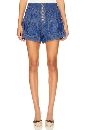Free People X We The Free Fleur Denim Short In in - Denim-Medium. Size L (also in M, S, XL).