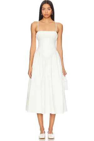 MAJORELLE Austin Midi Dress in - White. Size M (also in L, S, XS, XXS).