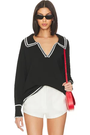 SNDYS Arlington Collared Sweater in - Black. Size S (also in M, XS, XXS).