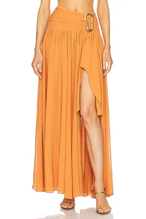 Michael Costello X REVOLVE Blair Maxi Skirt in - Orange. Size S (also in XS, XXS).