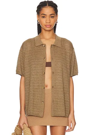 WAO Open Knit Short Sleeve Shirt in - Brown. Size S (also in XS).