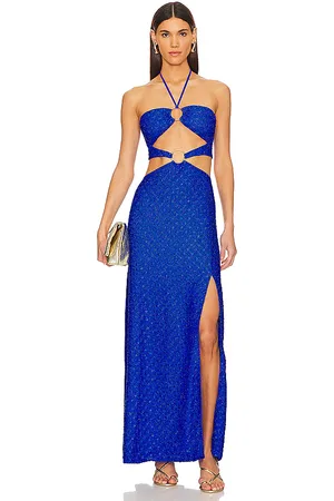 Luli Fama Brilla Double Loop Long Dress in - Blue. Size M (also in L).