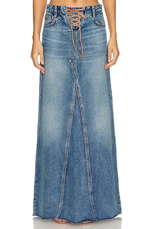 GRLFRND Indira Laced Maxi Skirt in - Denim-Medium. Size 23 (also in 24).
