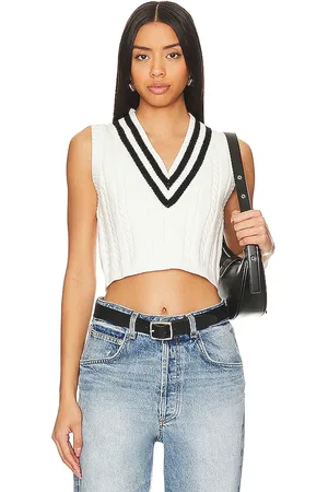 MORE TO COME Jade Varsity Cropped Vest in - . Size L (also in M, S, XS).