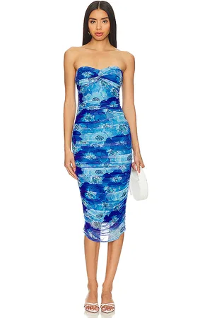 MORE TO COME Micayla Ruched Dress in - Blue. Size XS (also in XXS).