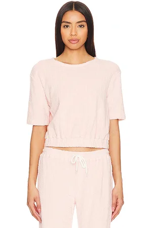 MONROW Diamond Terry Cloth Top in - Blush. Size XS (also in XXS).