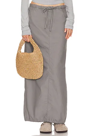 Helsa Workwear Drawcord Maxi Skirt in - Grey. Size S (also in XXS).