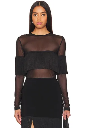 Norma Kamali Long Sleeve Crewneck Fringe Top in - . Size M (also in S).