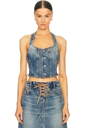 GRLFRND Phoebe Laced Halter Top in - Denim-Medium. Size M (also in S).