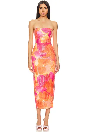 Runaway The Label Oralie Midi Dress in - Orange. Size S (also in XS).