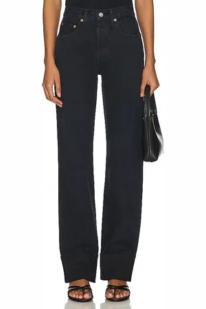 RE/DONE High Rise Loose Long in - Denim-Dark. Size 31 (also in 32).