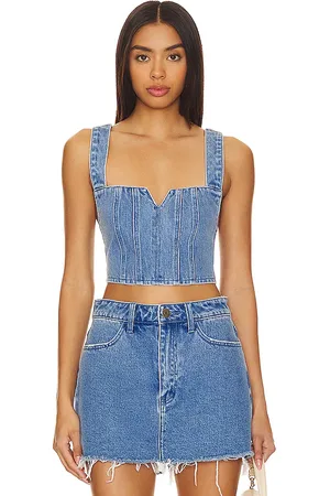 Show Me Your Mumu Crossroads Corset Top in - Denim-Medium. Size L (also in XL).