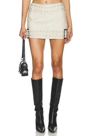 superdown Torie Faux Leather Mini Skirt in - White. Size S (also in XS).