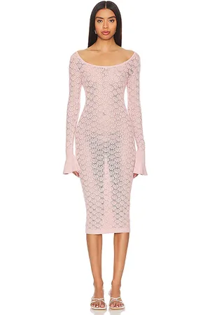 Tularosa Netia Long Sleeve Midi Dress in - Pink. Size L (also in M).