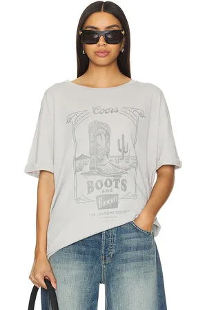 The Laundry Room Boot Scootin Banquet Oversized Tee in - Grey. Size L (also in M, XL).