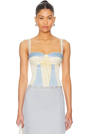MORE TO COME Ariya Cami Top in - Ivory,Baby Blue. Size L (also in M, S, XL, XS, XXS).