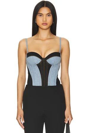 FLEUR DU MAL Two Toned Denim Bustier in - Denim-Light. Size 10 (also in 4, 6, 8).
