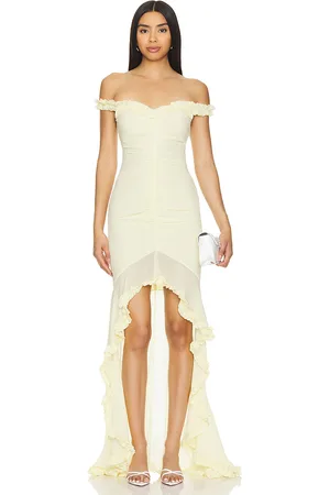 MAJORELLE Chandra Gown in - Lemon. Size M (also in L, XL).